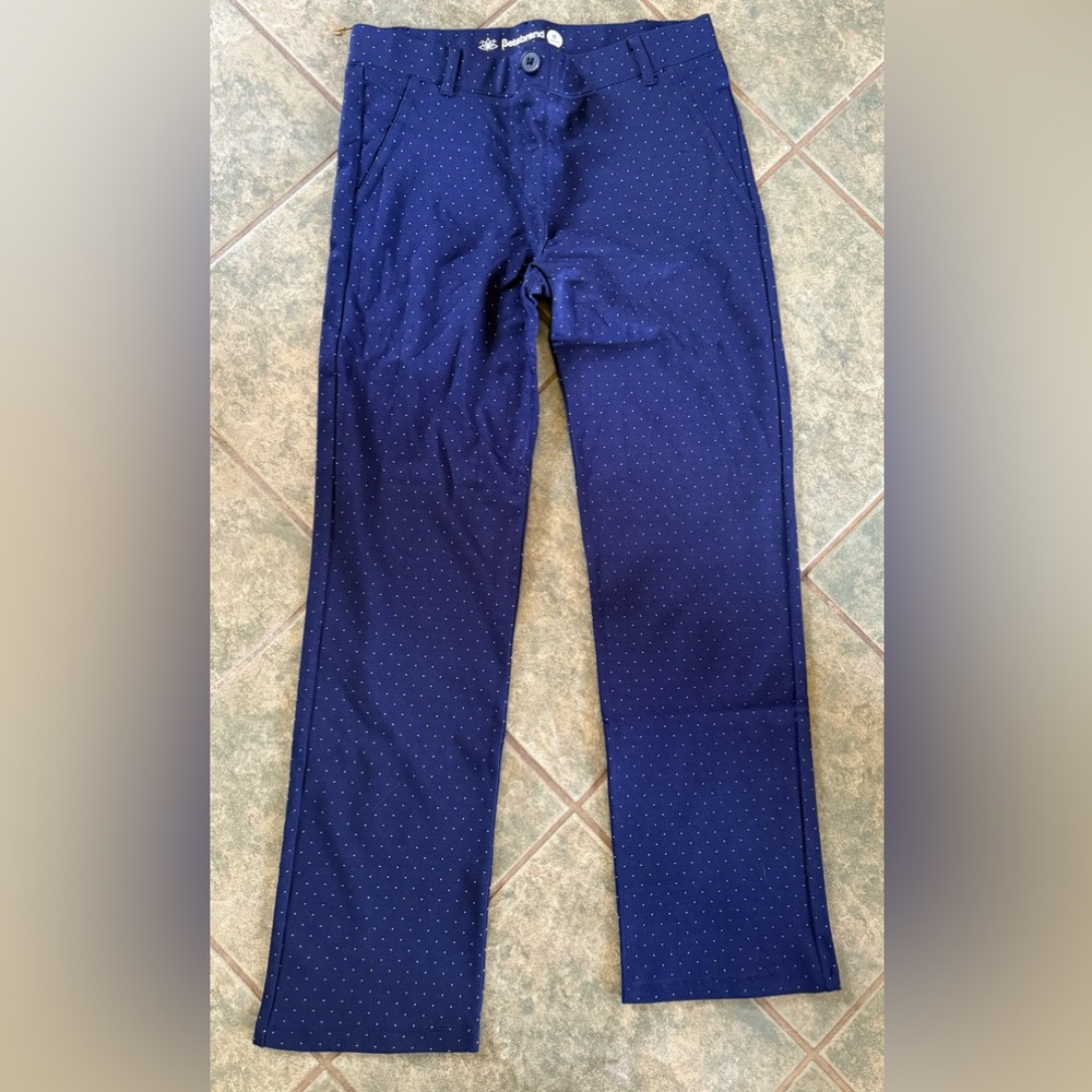 Betabrand Navy Blue Chinos with Polka Dots